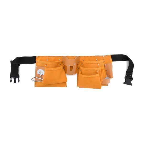 JF 906 10 Pockets Split Leather Carpenter Apron with Metal Holder